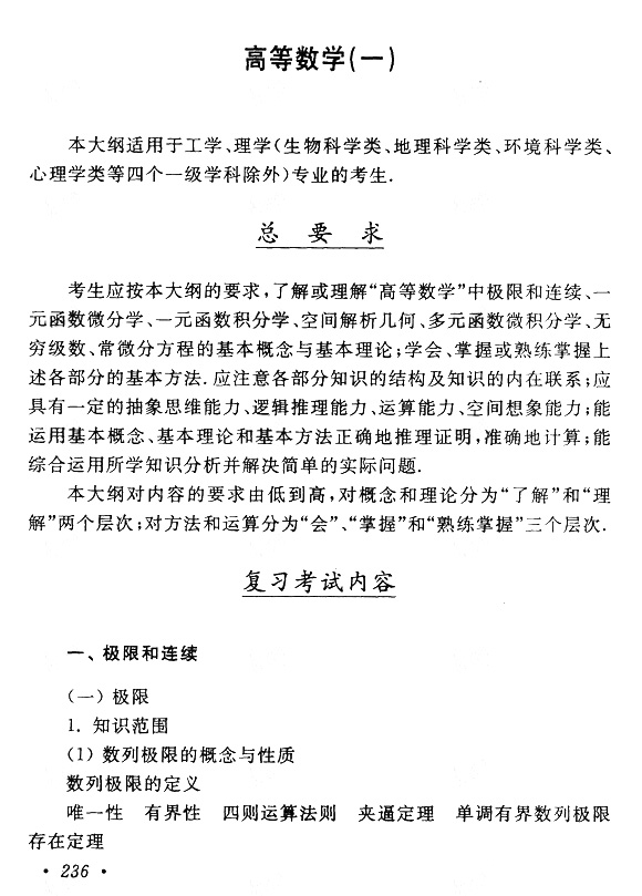 2015年成考專升本高等數學(一)考試大綱
