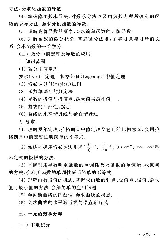 2015年成考專升本高等數學(一)考試大綱