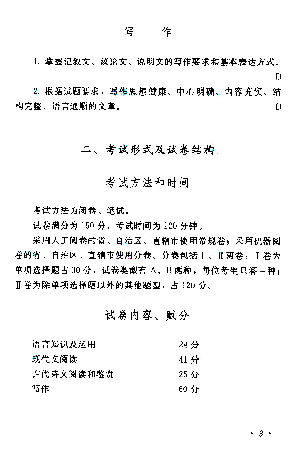 2015年成人高考高起點(diǎn)《語文》考試大綱